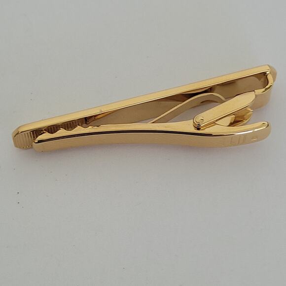 Dunhill Vintage Two Tone Tie Clasp Clip Bar Gold Silver Retro Logo Minimalistic - Picture 6 of 8